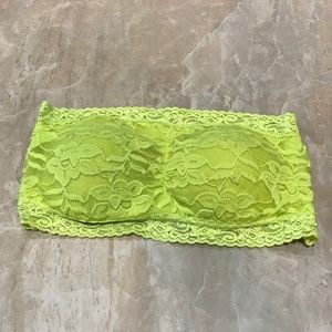 Neon Yellow Green Bandeau Bra Sz S